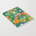 Retro Garden Flowers Groovy Green 60s 70s Floral Pattern Notebook Gallery Image 2