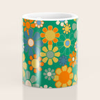 Retro Garden Flowers Groovy Green 60s 70s Floral Pattern Coffee Mug Gallery Image 4
