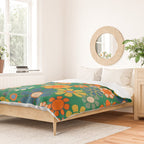 Retro Garden Flowers Groovy Green 60s 70s Floral Pattern Duvet Cover Gallery Image 2