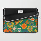 Retro Garden Flowers Groovy Green 60s 70s Floral Pattern Laptop Sleeve Gallery Image 2