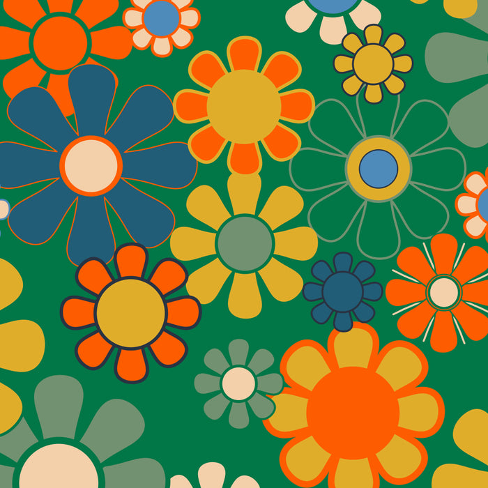 Retro Garden Flowers Groovy Green 60s 70s Floral Pattern Coffee Mug Gallery Image 2
