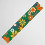 Retro Garden Flowers Groovy Green 60s 70s Floral Pattern Table Runner Gallery Image 3