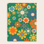 Retro Garden Flowers Groovy Green 60s 70s Floral Pattern Notebook Gallery Image 4