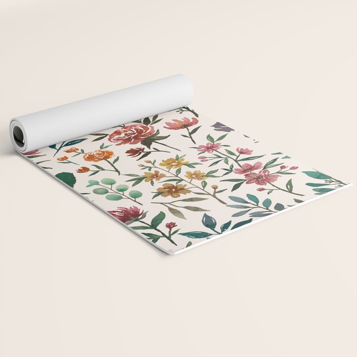 Colorful Watercolor Flowers Yoga Mat Gallery Image 2
