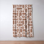 Mid Century Modern Piquet Abstract Multi Geometric Pattern in Mocha Brown Window Curtain Gallery Image 3