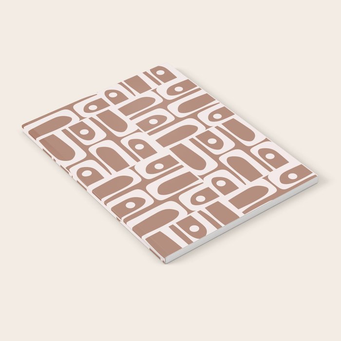Mid Century Modern Piquet Abstract Multi Geometric Pattern in Mocha Brown Notebook Gallery Image 2