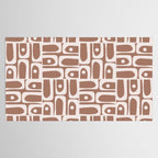 Mid Century Modern Piquet Abstract Multi Geometric Pattern in Mocha Brown Tablecloth Gallery Image 2