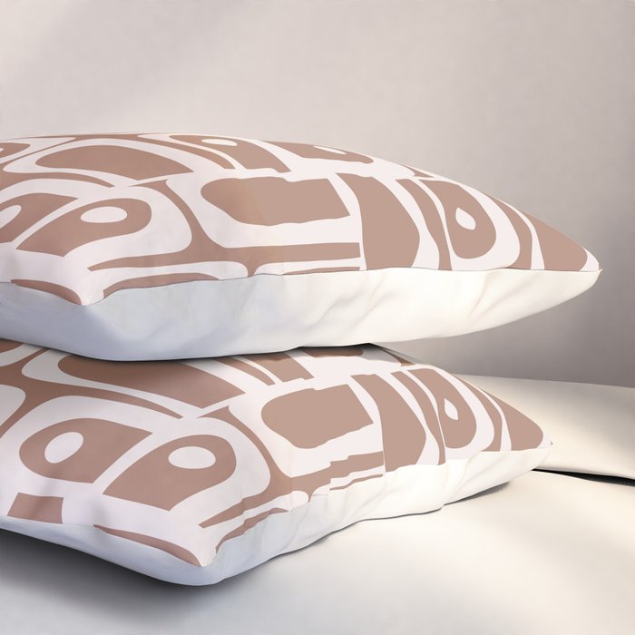 Mid Century Modern Piquet Abstract Multi Geometric Pattern in Mocha Brown Pillow Sham Gallery Image 3