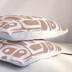 Mid Century Modern Piquet Abstract Multi Geometric Pattern in Mocha Brown Pillow Sham Gallery Image 3