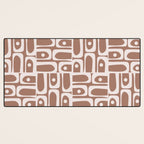 Mid Century Modern Piquet Abstract Multi Geometric Pattern in Mocha Brown Desk Mat Gallery Image 3