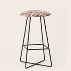 Mid Century Modern Piquet Abstract Multi Geometric Pattern in Mocha Brown Stool Gallery Image 1