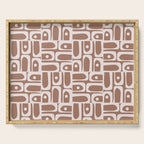 Mid Century Modern Piquet Abstract Multi Geometric Pattern in Mocha Brown Serving Tray Gallery Image 1