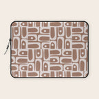 Mid Century Modern Piquet Abstract Multi Geometric Pattern in Mocha Brown Laptop Sleeve Gallery Image 1