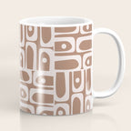 Mid Century Modern Piquet Abstract Multi Geometric Pattern in Mocha Brown Coffee Mug Gallery Image 1