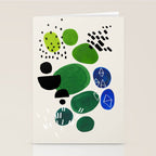 Fun Abstract Minimalist Mid Century Modern Colorful Shapes Lime Green Blue Watercolor Bubbles Stationery Card Gallery Image 2