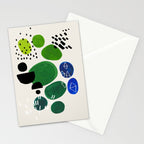 Fun Abstract Minimalist Mid Century Modern Colorful Shapes Lime Green Blue Watercolor Bubbles Stationery Card Gallery Image 2