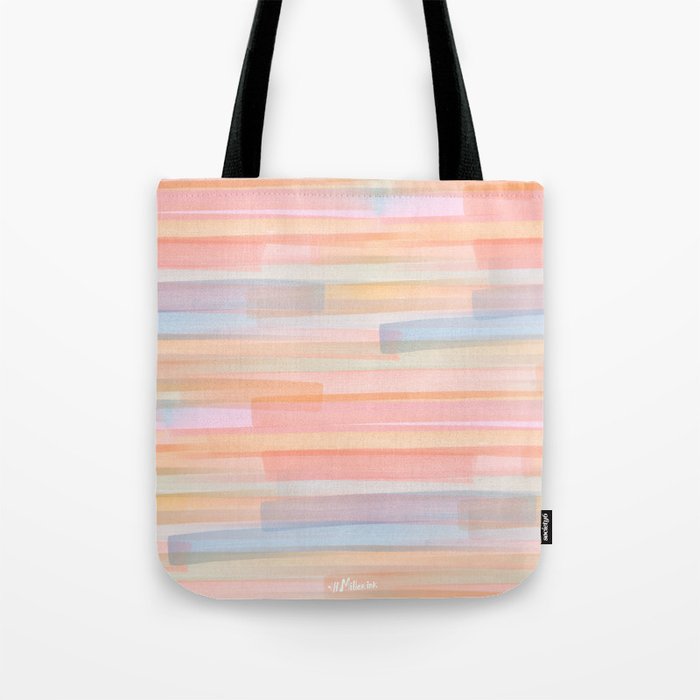 Abstract Watercolor Waves in Peach Sunrise Tote Bag Gallery Image 1