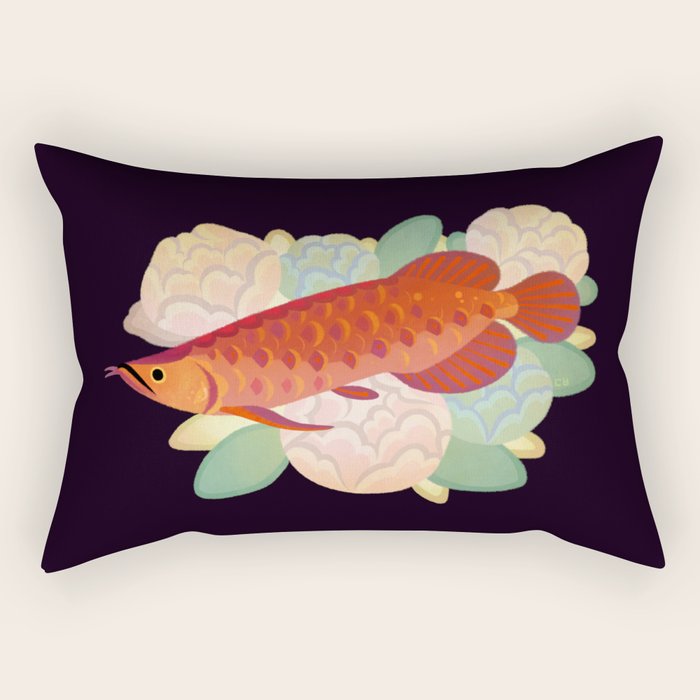 Arowana and peony 3 Rectangular Pillow Gallery Image 1