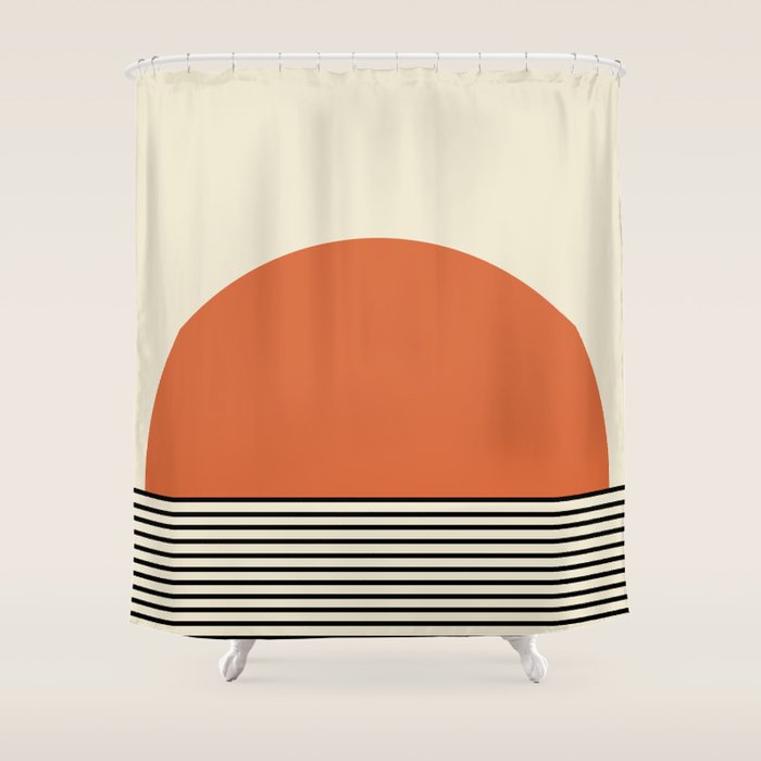 Sunrise Sunset I - Orange Black Shower Curtain Gallery Image 1