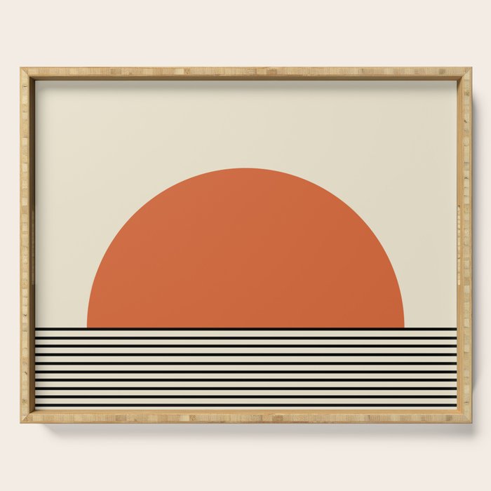 Sunrise Sunset I - Orange Black Serving Tray Gallery Image 1