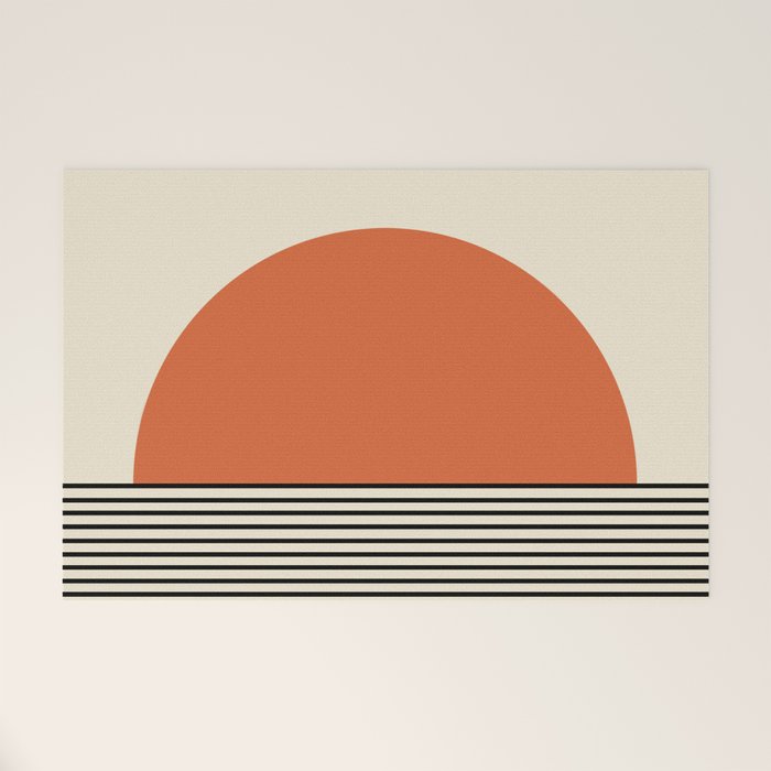 Sunrise Sunset I - Orange Black Welcome Mat Gallery Image 1