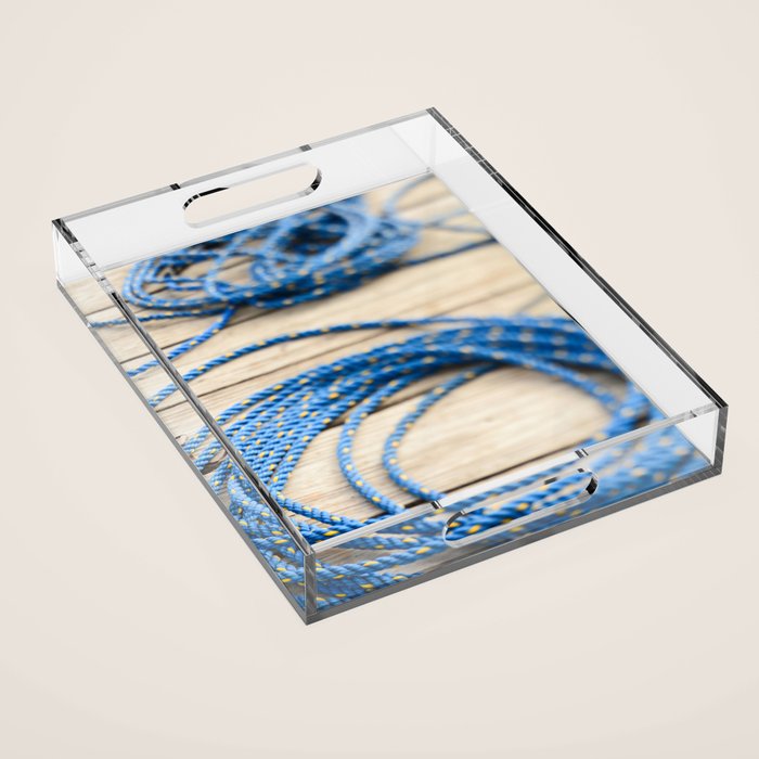 Blue Line Nautical minimalist photograph Acrylic Tray Gallery Image 1