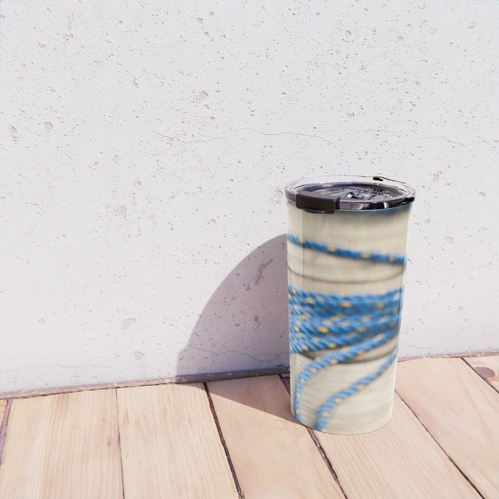 Blue Line Nautical minimalist photograph Travel Mug Gallery Image 4