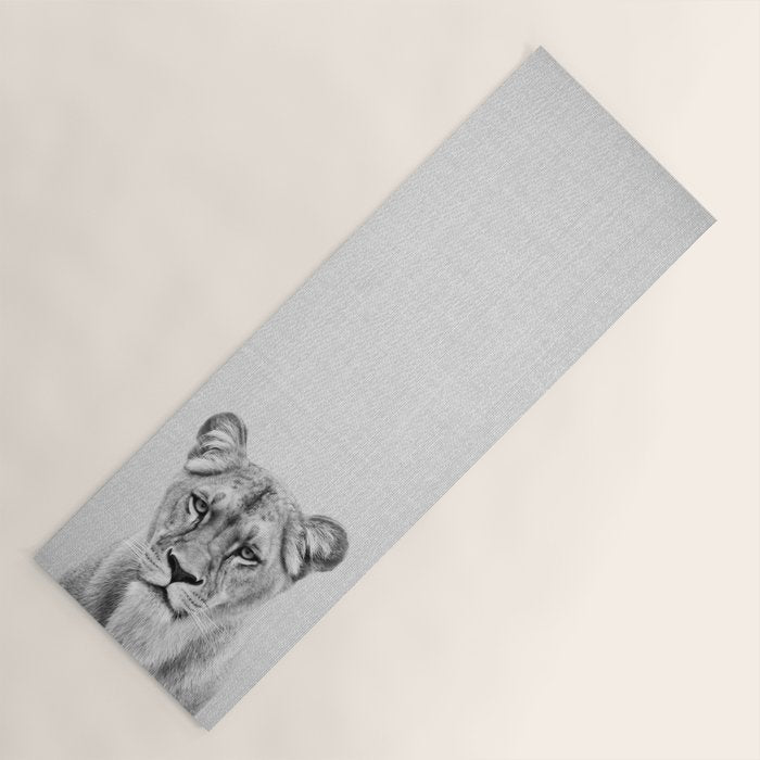 Lioness - Black & White Yoga Mat Gallery Image 1