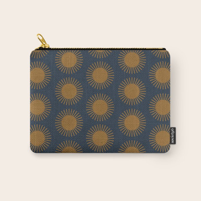 Boho Summer Sun Pattern VII Navy Blue Burnt Orange Carry All Pouch Gallery Image 1