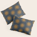 Boho Summer Sun Pattern VII Navy Blue Burnt Orange Pillow Sham Gallery Image 3
