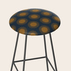 Boho Summer Sun Pattern VII Navy Blue Burnt Orange Stool Gallery Image 2