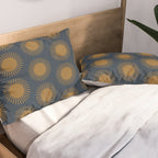 Boho Summer Sun Pattern VII Navy Blue Burnt Orange Pillow Sham Gallery Image 2
