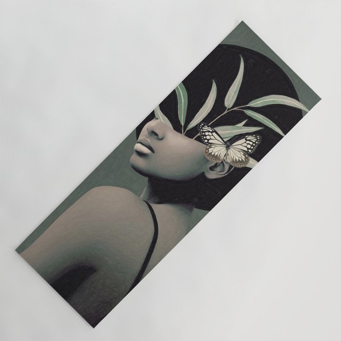 Lady With Butterfly  Yoga Mat Gallery Image 1