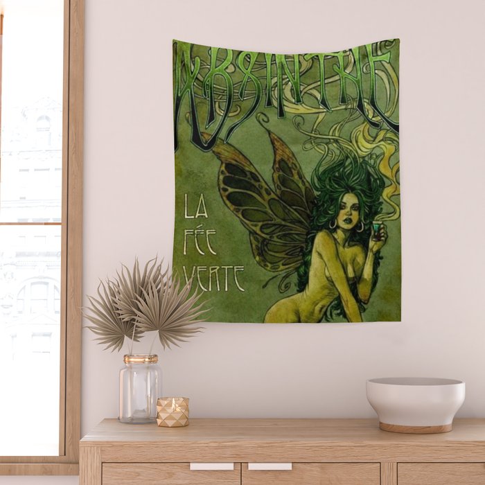 Vintage Parisian Green Fairy Absinthe Alcoholic Aperitif Advertisement Poster Wall Tapestry Gallery Image 2