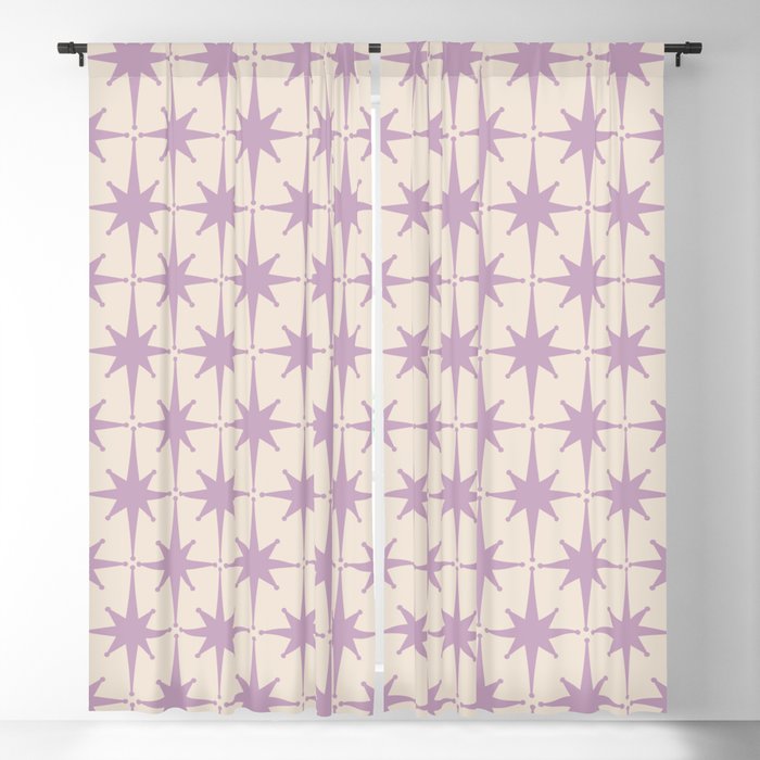 Midcentury Modern Atomic Starburst Pattern Lilac Cream Window Curtain Gallery Image 5