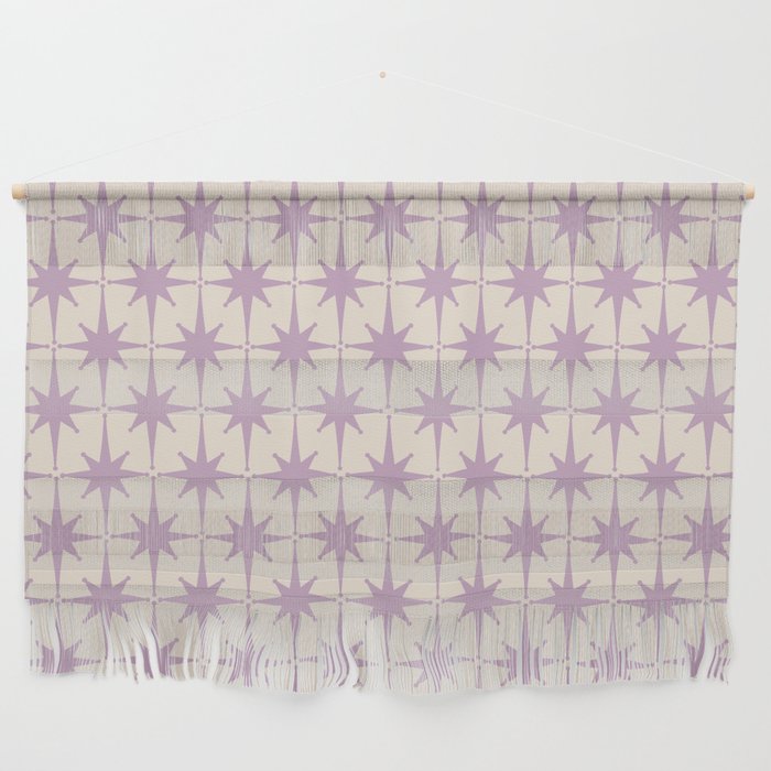Midcentury Modern Atomic Starburst Pattern Lilac Cream Wall Hanging Gallery Image 1
