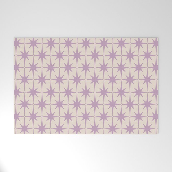 Midcentury Modern Atomic Starburst Pattern Lilac Cream Welcome Mat Gallery Image 1