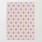Midcentury Modern Atomic Starburst Pattern Lilac Cream Poster Gallery Image 4