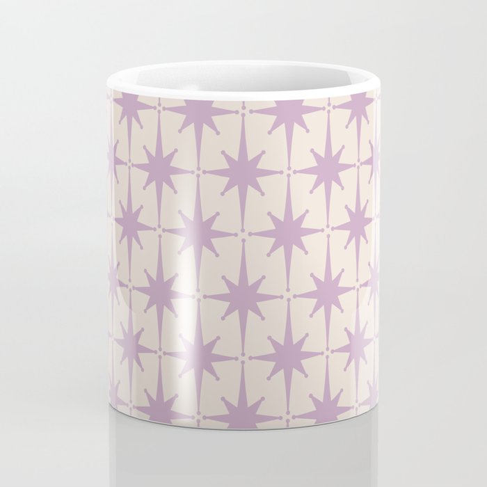 Midcentury Modern Atomic Starburst Pattern Lilac Cream Coffee Mug Gallery Image 4