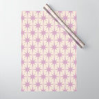 Midcentury Modern Atomic Starburst Pattern Lilac Cream Wrapping Paper Gallery Image 1