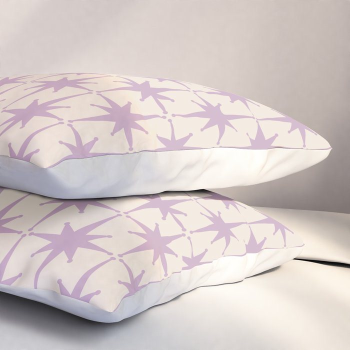 Midcentury Modern Atomic Starburst Pattern Lilac Cream Pillow Sham Gallery Image 3