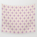 Midcentury Modern Atomic Starburst Pattern Lilac Cream Wall Tapestry Gallery Image 4