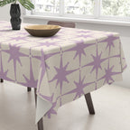 Midcentury Modern Atomic Starburst Pattern Lilac Cream Tablecloth Gallery Image 3