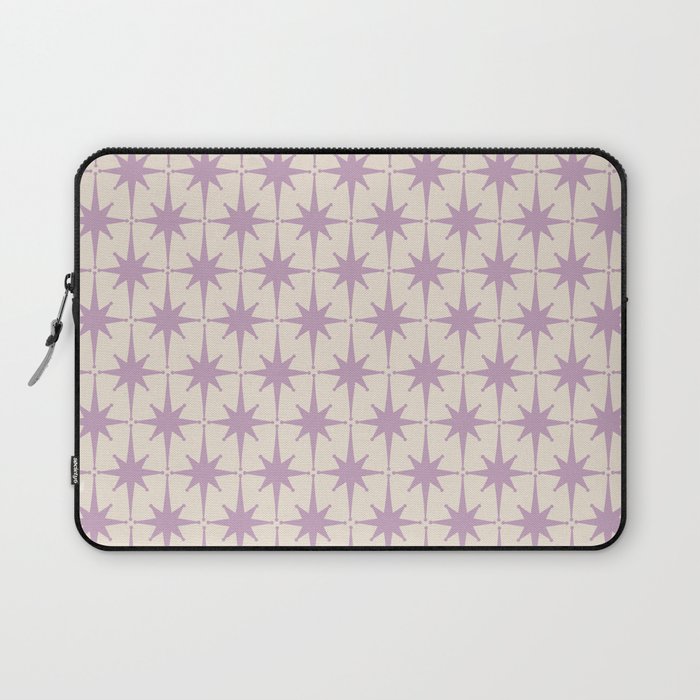 Midcentury Modern Atomic Starburst Pattern Lilac Cream Laptop Sleeve Gallery Image 1