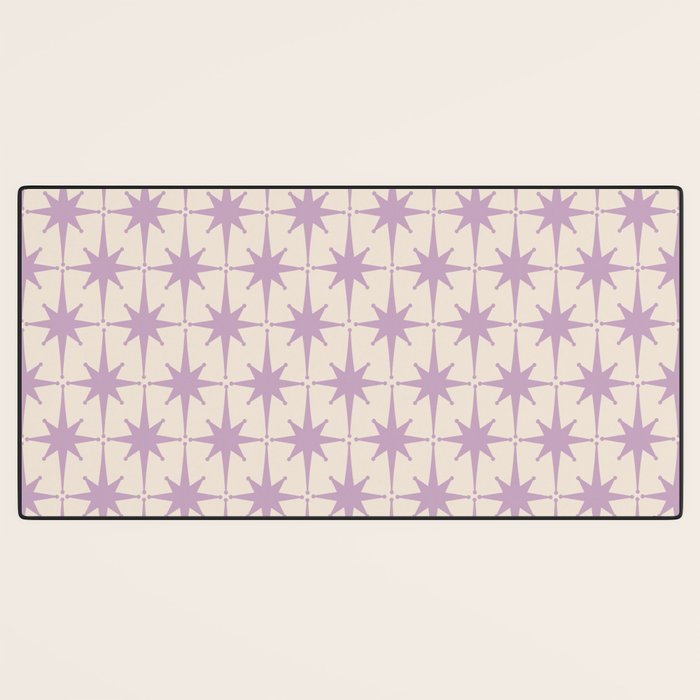 Midcentury Modern Atomic Starburst Pattern Lilac Cream Desk Mat Gallery Image 3