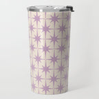 Midcentury Modern Atomic Starburst Pattern Lilac Cream Travel Mug Gallery Image 2