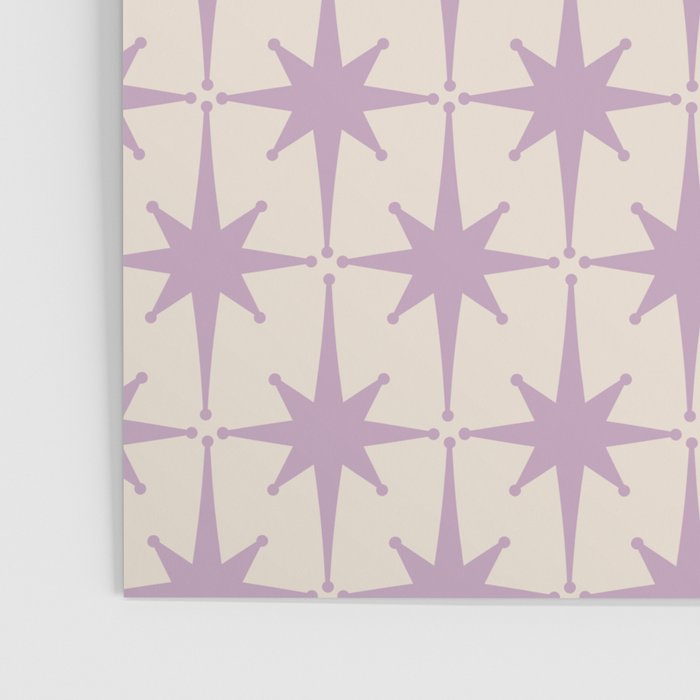 Midcentury Modern Atomic Starburst Pattern Lilac Cream Poster Gallery Image 3