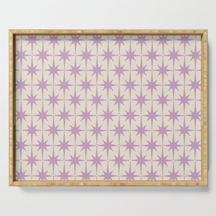 Midcentury Modern Atomic Starburst Pattern Lilac Cream Serving Tray Gallery Image 1