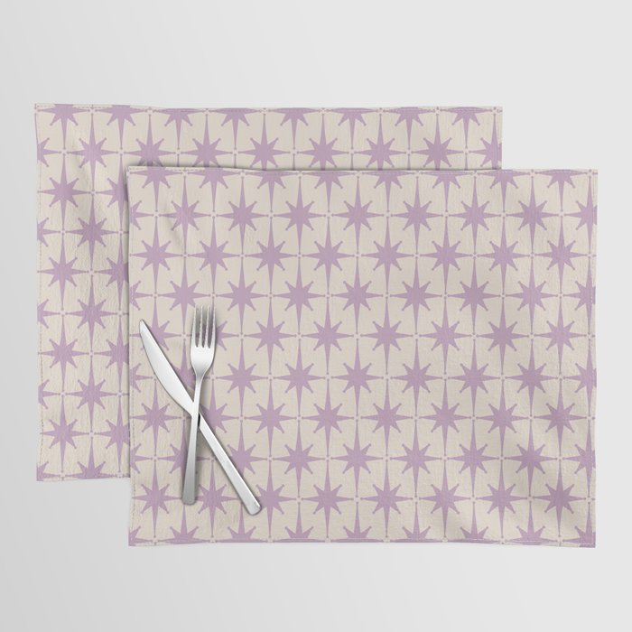 Midcentury Modern Atomic Starburst Pattern Lilac Cream Placemat Gallery Image 1