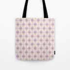 Midcentury Modern Atomic Starburst Pattern Lilac Cream Tote Bag Gallery Image 1